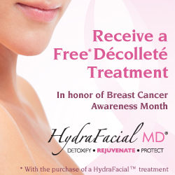 breast cancer awareness month, breast cancer awareness month. Facial treatments: HydraFacial for great cosmetic results
